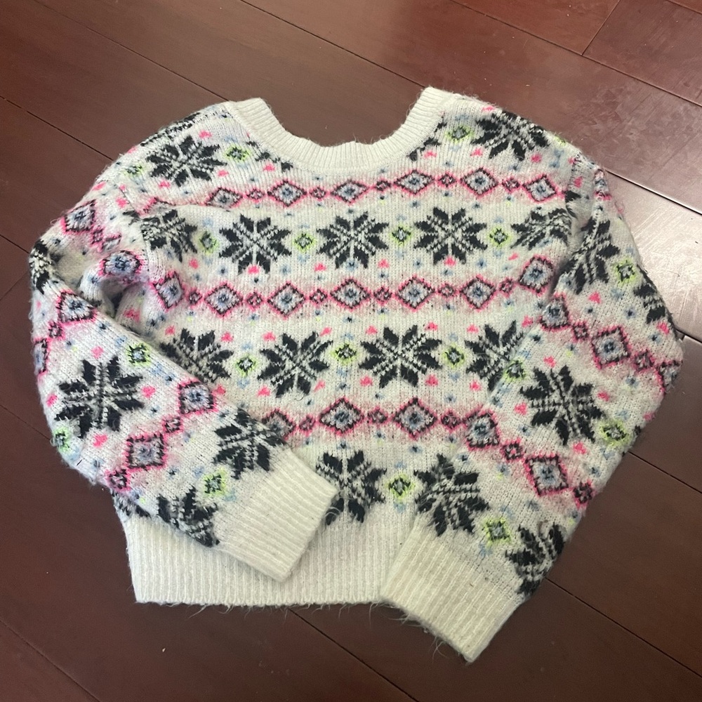PINK Victoria's Secret Fair Isle Sweater - White, Black, Pink